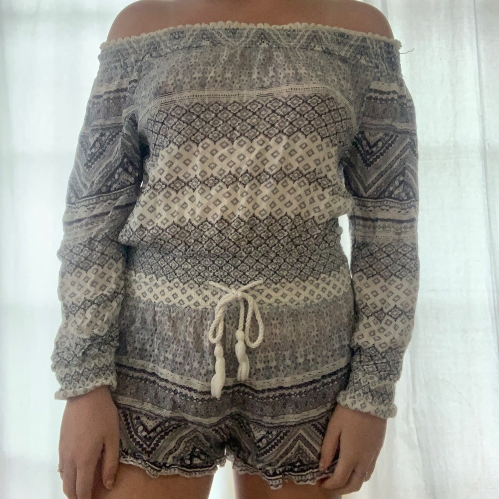 Ripcurl blue and white patterned romper